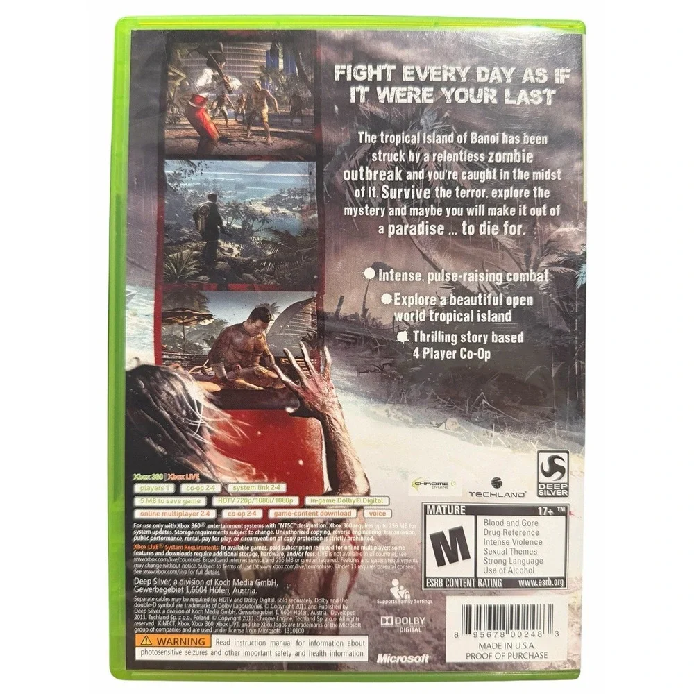 Dead Island - (Microsoft Xbox 360, 2011) w/Manual Tested